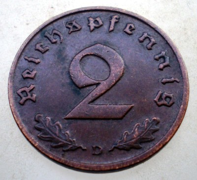 2.999 GERMANIA 2 REICHSPFENNIG 1937 D foto