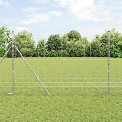 vidaXL Gard pentru c&amp;acirc;mp Argintiu 25 x 1.6 m Oțel galvanizat foto