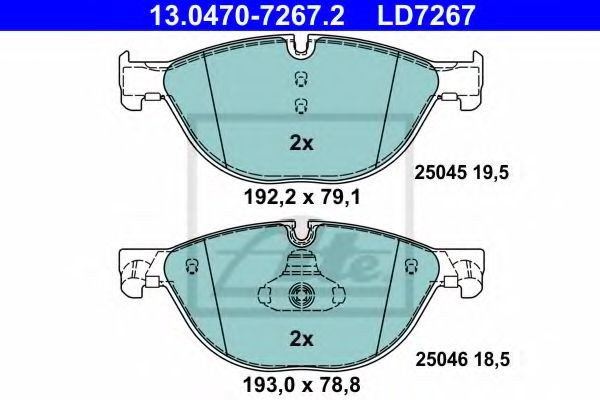 Set placute frana,frana disc BMW Seria 5 Touring (F11) (2010 - 2016) ATE 13.0470-7267.2