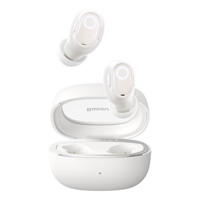 Casti Bluetooth V5.3 cu Smart Display, TWS - Baseus WM02+ (NGTW370302) - Creamy White foto