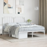 Cadru de pat metalic cu tablie, alb, 140x190 cm GartenMobel Dekor, vidaXL