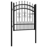 Cumpara ieftin Poarta de gard cu varf tip sulita, neagra, 103x100 cm, otel vopsit in camp electrostatic