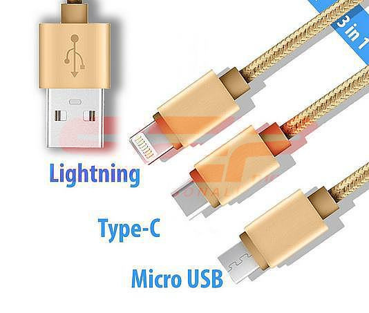 Cablu incarcare USB Smart Cable 3 in 1 micro-USB, type C, iphone 7