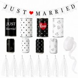 Set de Cutii de Tină pentru Mașina de Nuntă, Făcute Manual, &bdquo;Just Married&rdquo;, Decor Rustic
