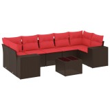 Cumpara ieftin Set canapele de gradina cu 8 piese si perne, poliratan maro