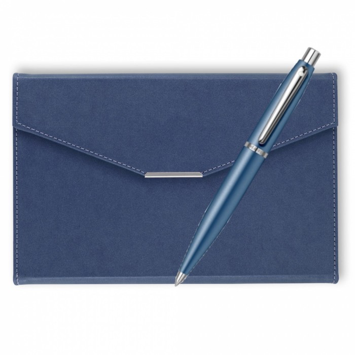 Set pix Sheaffer VFM albastru cu agenda plic A5 navy
