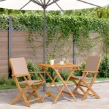 VidaXL Set mobilier bistro, 3 piese, textil taupe/lemn masiv