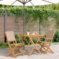 vidaXL Set mobilier bistro, 3 piese, textil taupe/lemn masiv 3281882