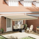 vidaXL Marchiză manuală retractabilă Verde și galben 450x350 cm