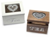 Cumpara ieftin Set 2 cutii ceai lemn maro alb 10x8.5x7 cm