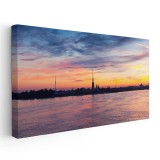 Tablou vedere panoramica cu raul Neva si orasul Sankt Petersburk Tablou canvas pe panza CU RAMA 60x120 cm