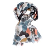 Esarfa neagra cu flori multicolore si buline