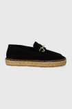 Love Moschino espadrile din piele &icirc;ntoarsă culoarea negru JA10592G0IIG0000