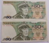 Polonia , 50 Zlotych 1988 , serii consecutive