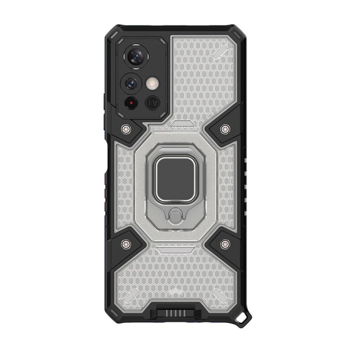 Husa compatibila cu xiaomi poco m4 pro 5g/ xiaomi redmi note 11, optim ring inel rotativ magnetic, ultra care, hexa honeycomb htpmag, black