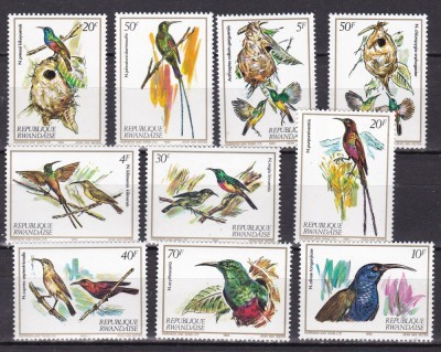 Rwanda 1983 fauna pasari MI 1214-1223 MNH foto