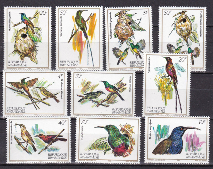 Rwanda 1983 fauna pasari MI 1214-1223 MNH