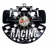 Ceas Perete Decorativ Disc Vinil Formula 1 Racing Manual Negru 30 cm Silentios