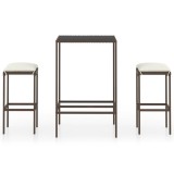 Cumpara ieftin Set mobilier bar de gradina, cu perne, 3 piese, maro, poliratan