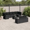 VidaXL Set canapele de grădină cu perne, 10 piese, negru, poliratan 3255362