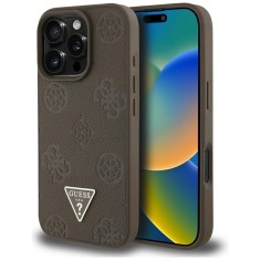 Husa iPhone 16 Pro Guess Peony Grained Hot Stamp Triangle MagSafe, maro, GUHMP16LPGBTMW foto
