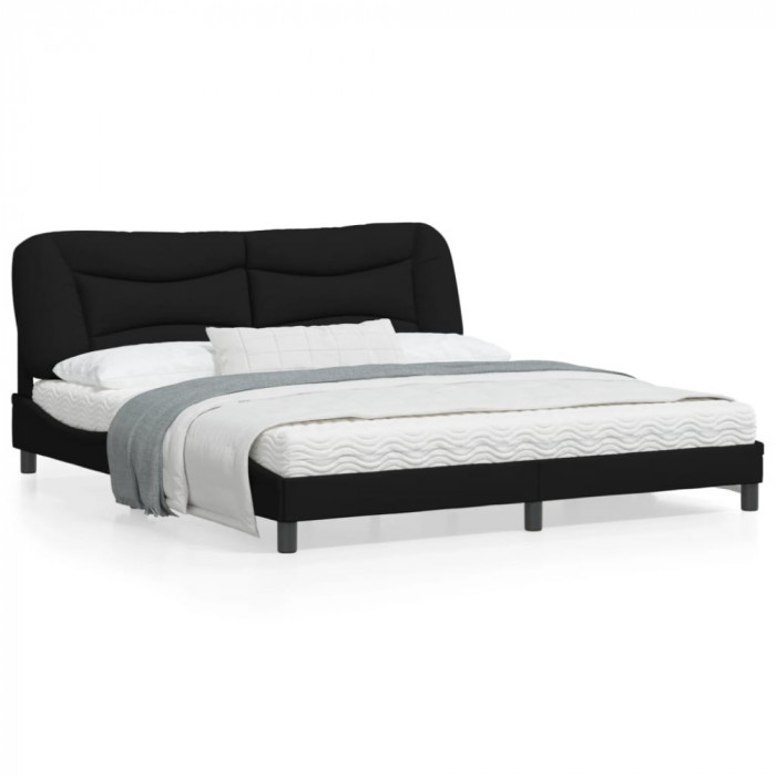 Cadru de pat cu tablie, negru, 180x200 cm, textil GartenMobel Dekor