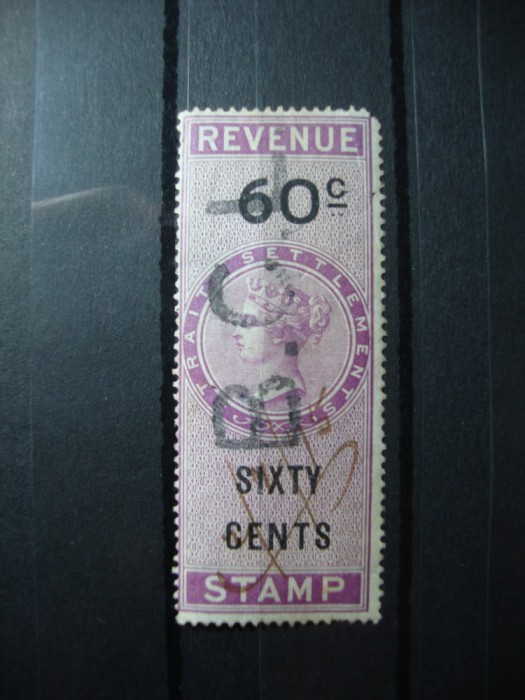 STRAITS SETTLEMENTS REGINA VICTORIA 60C FISCAL