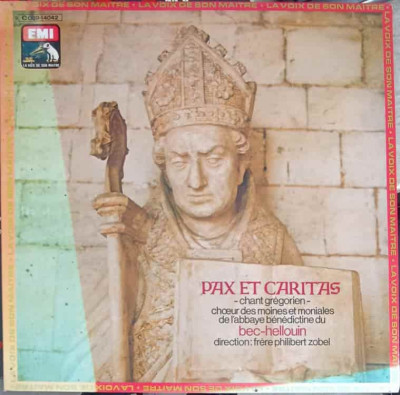 Disc vinil, LP. Pax Et Caritas-Choeurs Des Moines Et Moniales De L&amp;#039;Abbaye B&amp;eacute;n&amp;eacute;dictine Du Bec-Hellouin, Fr&amp;egrave;re foto