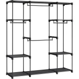 SONGMICS Dulap portabil pentru haine cu 4 bare de suspendare si rafturi, structura metalica, 151x43x166 cm, negru Household NewTrend