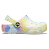 Saboți Crocs Kids&#039; Classic Tie-Dye Graphic Clog Alb - White/Multi