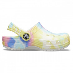 Saboți Crocs Kids' Classic Tie-Dye Graphic Clog Alb - White/Multi