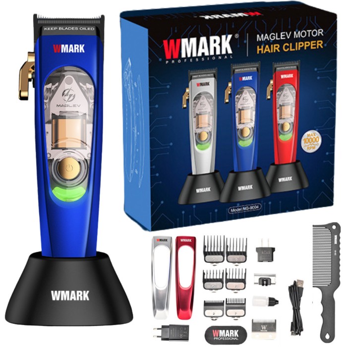 Masina de Tuns Profesionala, Motor 10.000 RPM, Lame Titan, Afisaj LED, 3 Capace Magnetice Intersanjabile, Stand de Incarcare, USB Rapid, Rezistenta la