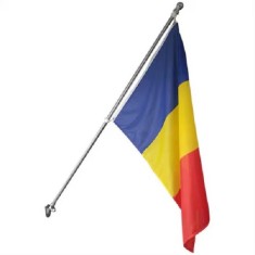 Steag Tricolor Romania, Cu bat pentru fixare pe perete, 90 x 150 cm