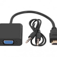 Cablu adaptor HDMI la VGA mama +Jack 3.5 mm Stereo audio Well