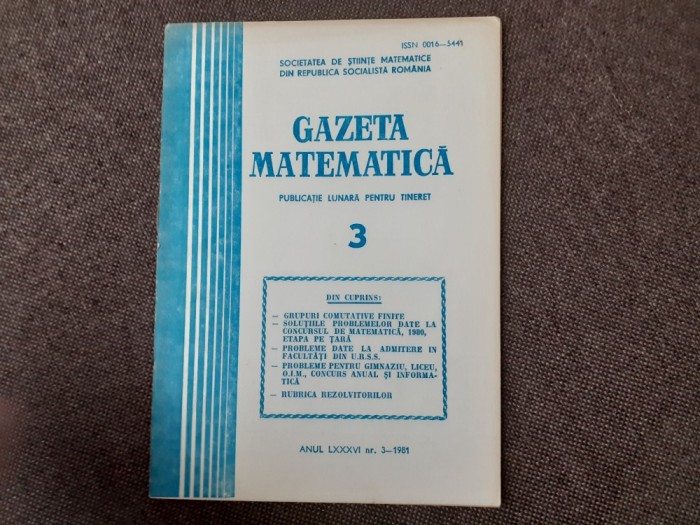 GAZETA MATEMATICA NR 3/1981