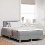 VidaXL Pat box spring cu saltea gri deschis 120x200 cm din țesătură