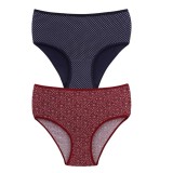 Cumpara ieftin Set 2 perechi de chiloti din bumbac, pentru dama, 53600, Bordo / Albastru
