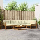 vidaXL Set de canapele de exterior cu pernă 6 pcs Natural și Crem 3367598