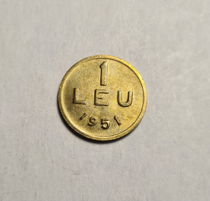 1 leu 1951 AUNC Rar Dubla Batere si semnatura H Ionescu incompleta
