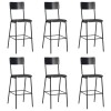 Gossi scaune de bar, 6 buc., negru, placaj solid, otel