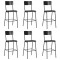 Gossi scaune de bar, 6 buc., negru, placaj solid, otel