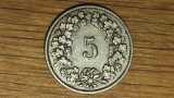 Elvetia - moneda de colectie - 5 rappen 1922 B - Libertas - impecabila !, Europa