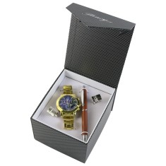 Set cadou pentru barbati 3 piese &ndash; Ceas, butoni manseta si pix