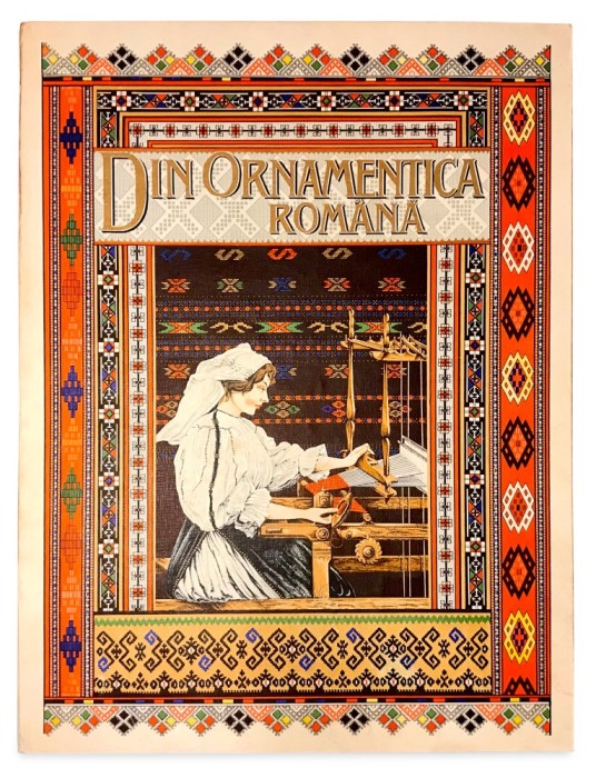Din Ornamentica Romana, Dimitrie Comsa, Album mapa cu broderii, cusaturi, tesaturi romanesti traditionale, etnografie,portul popular national romanesc