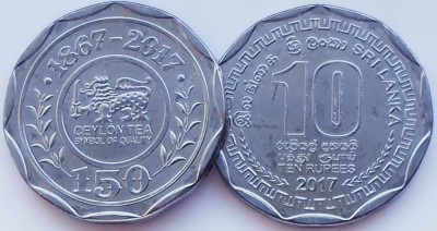 01B15 Sri Lanka 10 Rupees 2017 Tea 150th Anniversary km 217 UNC foto