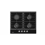 Plita incorporabila Heinner HBH-M421IRFGBK, Gaz, 4 arzatoare, Gratar fonta, Aprindere electrica, Dispozitiv de siguranta, 60 cm, Sticla neagra