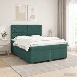 Cumpara ieftin Pat boxspring cu saltea Verde inchis 140 x 200 cm Catifea