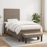 Cumpara ieftin Pat box spring cu saltea, gri taupe, 90x190 cm, textil