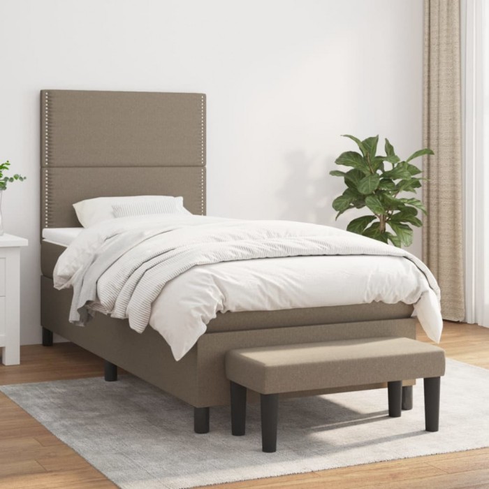 Gossi pat box spring cu saltea, gri taupe, 100x200 cm, textil