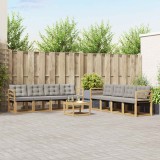 vidaXL Set de canapele de exterior cu pernă 9 pcs Alb și gri deschis 3389321